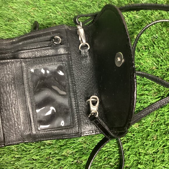 Brighton Black Croc Print Patent Leather Wallet with Crossbody Strap - Picture 8 of 15